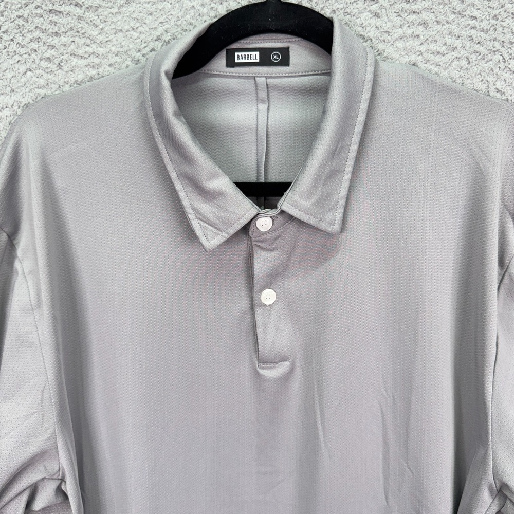 Barbell Polo Shirt Men XL Gray Performance Golf Athleisure Office Active Preppy